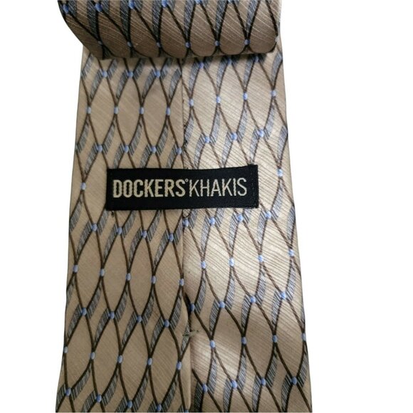 Dockers Khakis Silk Tie Brown Geometric Triangles Mens Necktie Made In USA - Picture 3 of 4